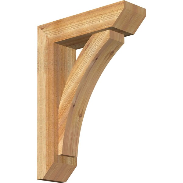 Ekena Millwork Thorton Slat Rough Sawn Bracket w/ Offset Brace, Western Red Cedar, 6"W x 20"D x 28"H BKT0604X20X28THR06RWR - main